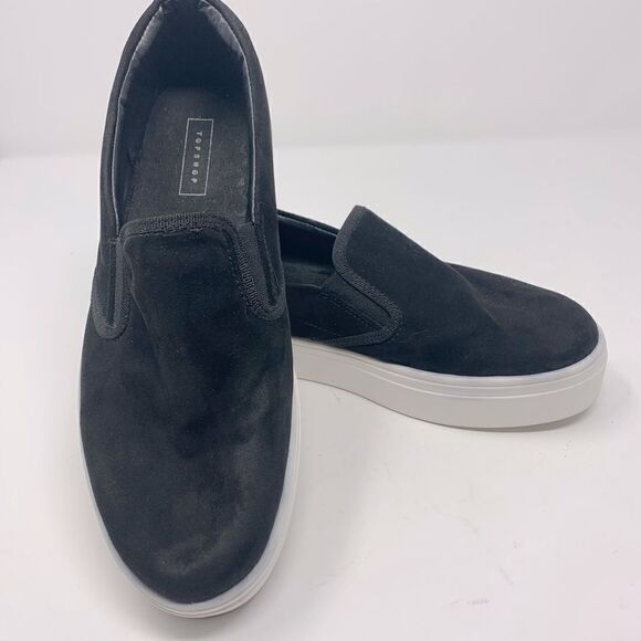 Topshop Black Suede Slip on sneakers size 6 (39) - Picture 1 of 10